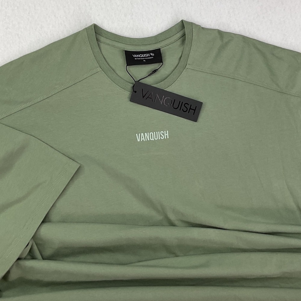 Vanquish Fitness T-Shirt Crew Short Sleeve Tee Men Sz XL Green Casual Logo NWT